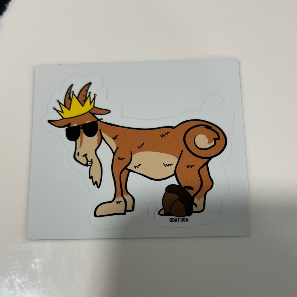 GOAT USA Brown Goat Sticker with Crown - Fun Party Favor